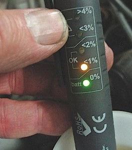 Using a simple pocket-sized tester to check the moisture content of the brake fluid in the master cylinder reservoir can increase service sales.