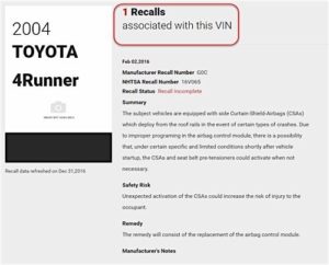toyota 4runner recall notice